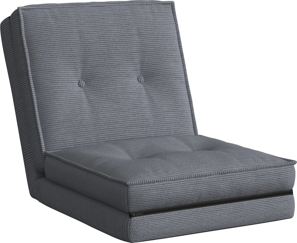 HOMCOM Poltrona de chão dobrável em veludo cotelê, colchão de chão com encosto regulável em 5 posições, 59 x 230 x 15 cm, cinza | Aosom Portugal