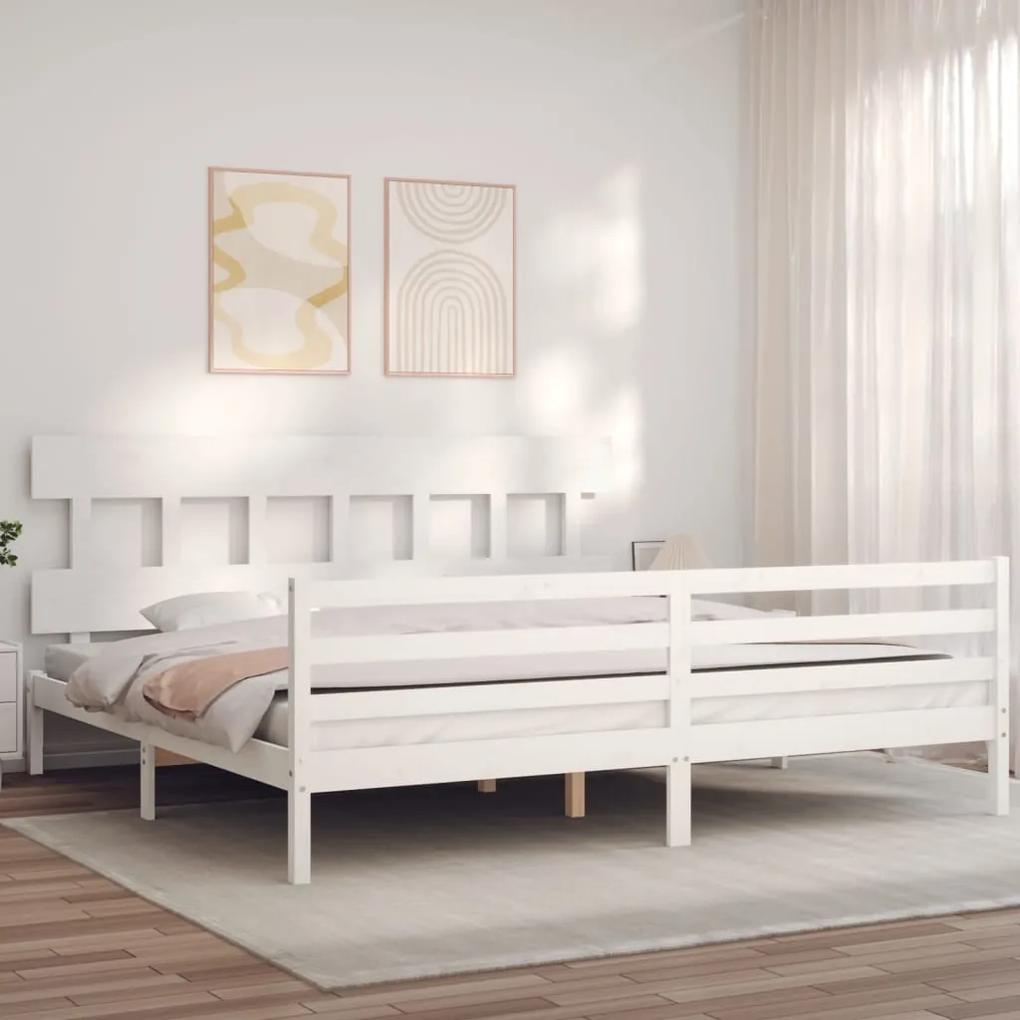 3195177 vidaXL Estrutura de cama com cabeceira 200x200cm madeira maciça branco