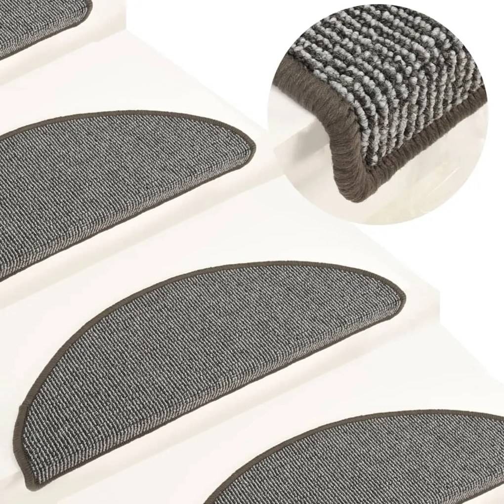 vidaXL Tapete/carpete para degraus 15 pcs 65x21x4 cm cinzento