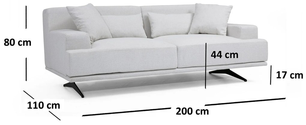 Sofá 2 Lugares Bentley – Bege – 200 cm x 110 cm x 80 cm