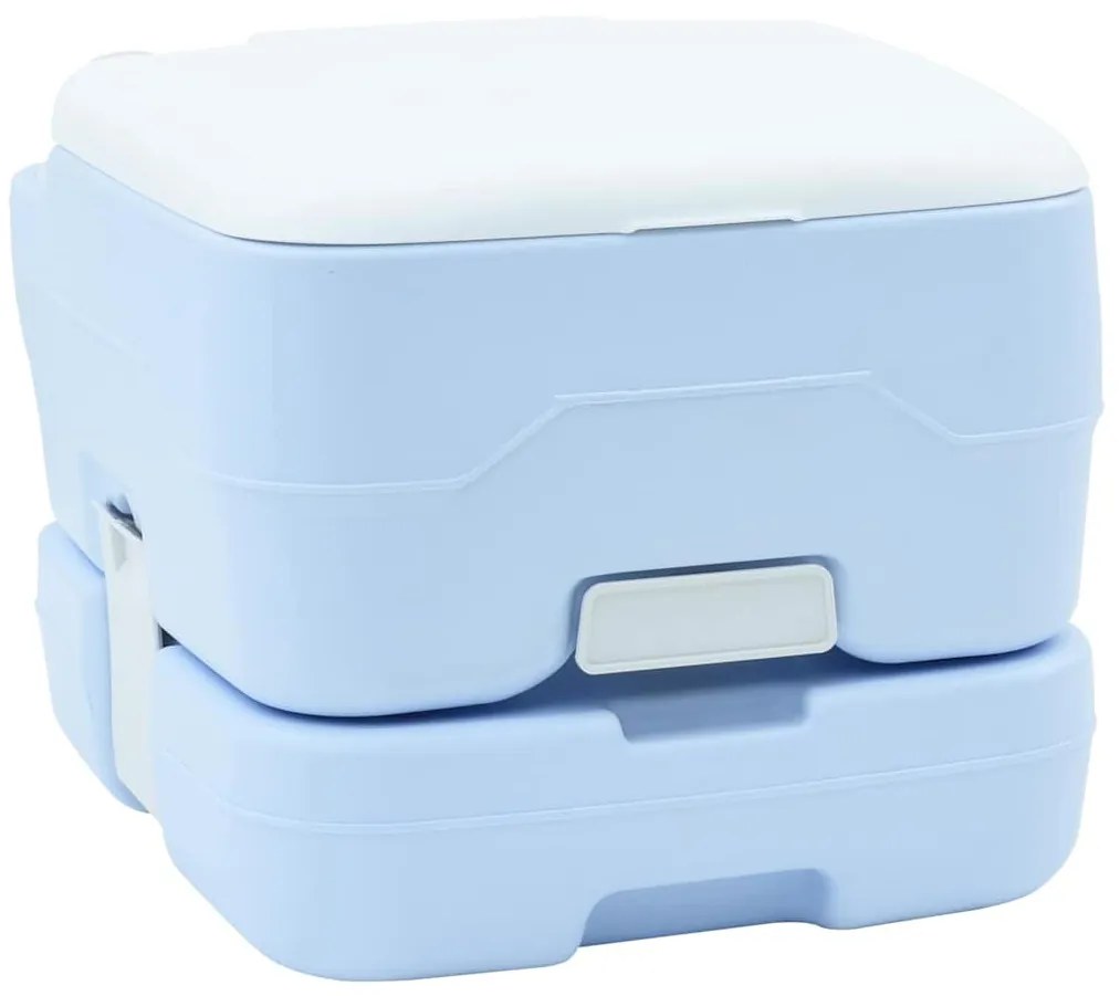 vidaXL Vaso Sanitário Portátil para Camping Azul claro e branco
