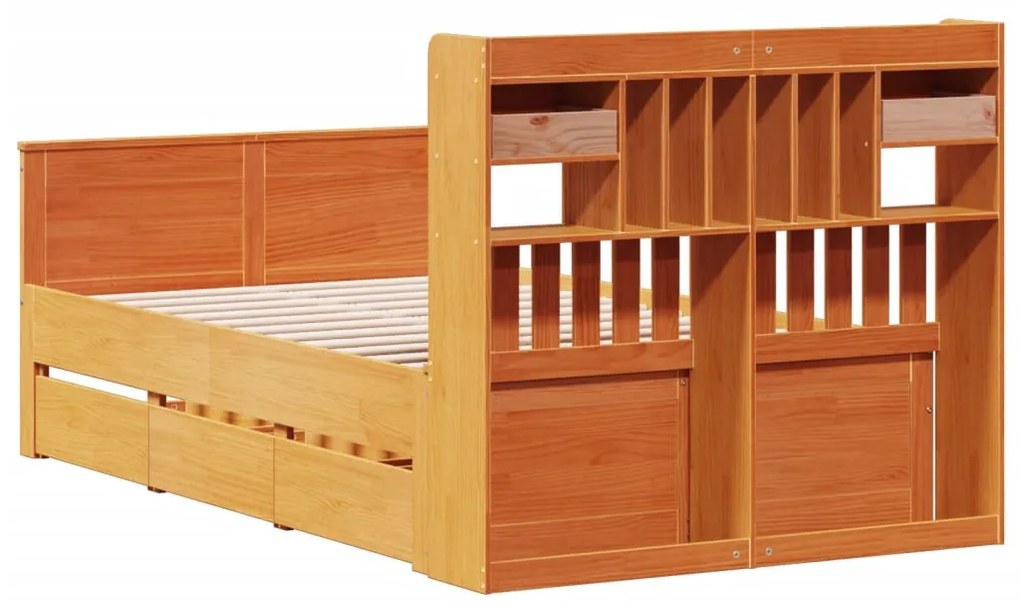 Cama com estante sem colchão 135x190 cm pinho maciço