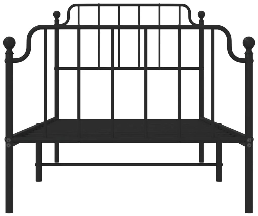 Estrutura de cama com cabeceira e pés 90x190 cm metal preto