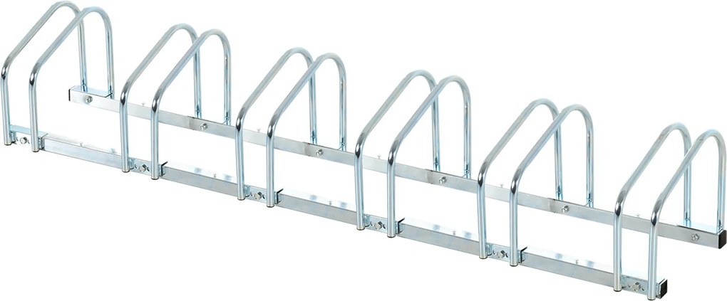 Estacionamento para 6 Bicicletas Suporte de Aço para Estacionar Bicicletas no Chão para Interior e Exterior 179x33x27 cm Prata