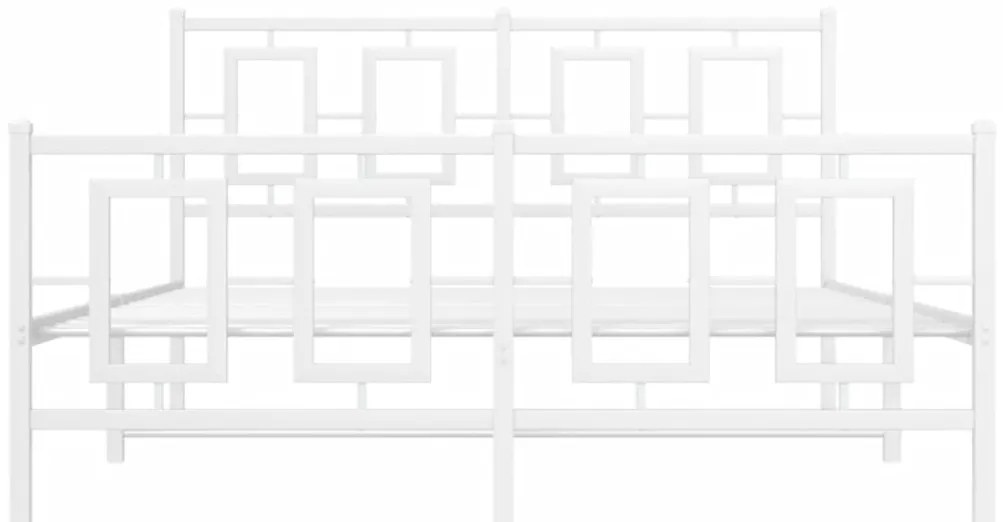 Estrutura de cama com cabeceira e pés 135x190 cm metal branco