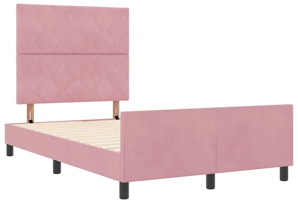 Cama vidaXL Rosa 120x200 cm Veludo