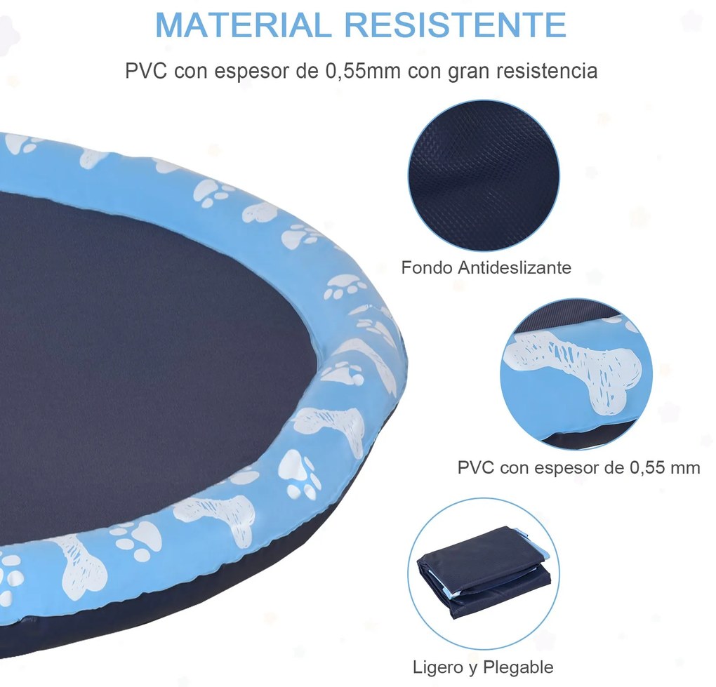 Tapete Aquático para Cães – Splash Pad com Pulverizador Ø150 cm, PVC R