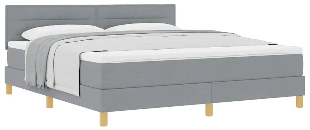 Cama Box Spring com Colchão Cinza Claro 180x200 cm Tecido