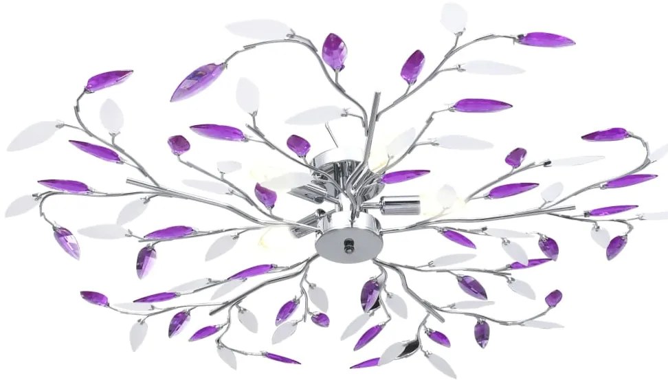 Candeeiro teto braços folhas de cristal acrílico 5 E14 roxo