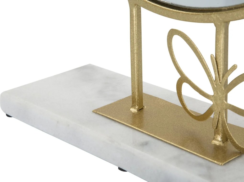 ESPELHO DE MESA BORBOLETA 30X9X39,5 CM DOURADO E MÁRMORE