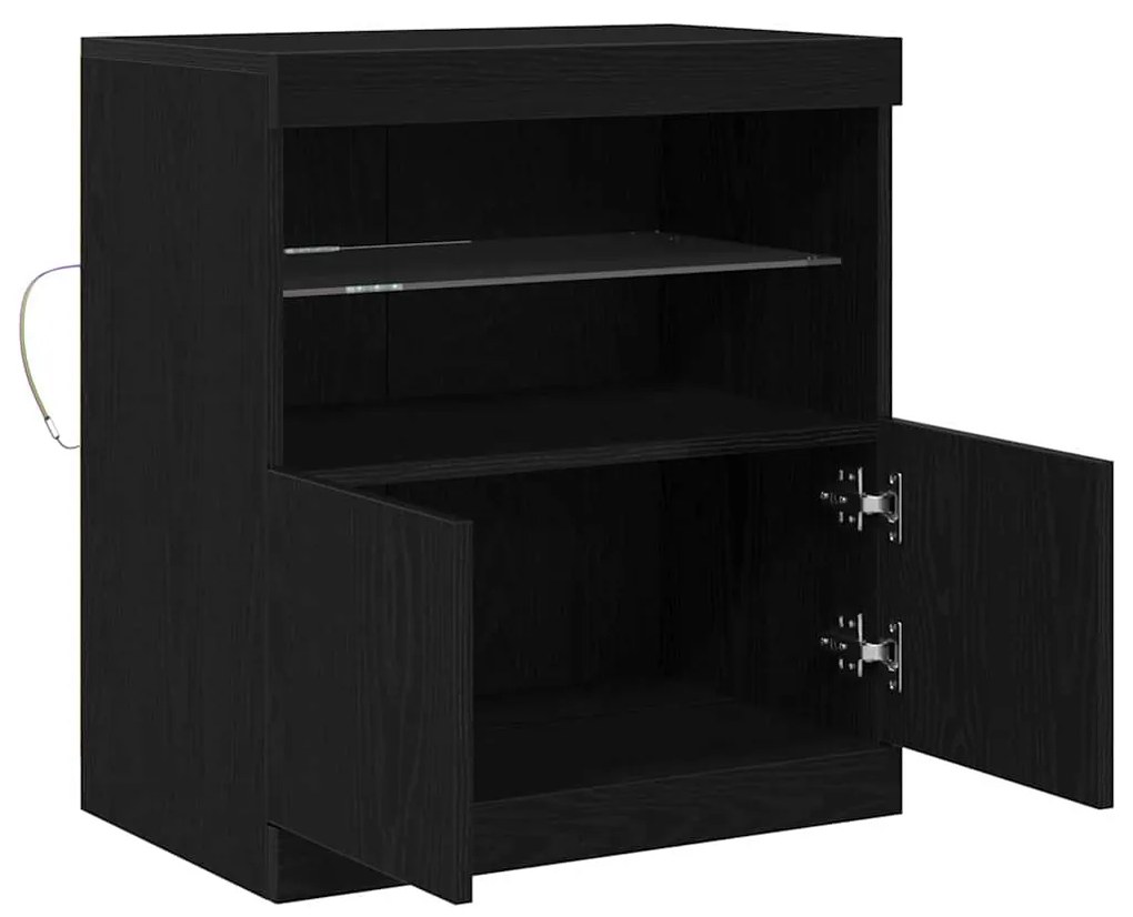 Sideboard vidaXL com Luzes LED Carvalho Preto 60x37x67 cm