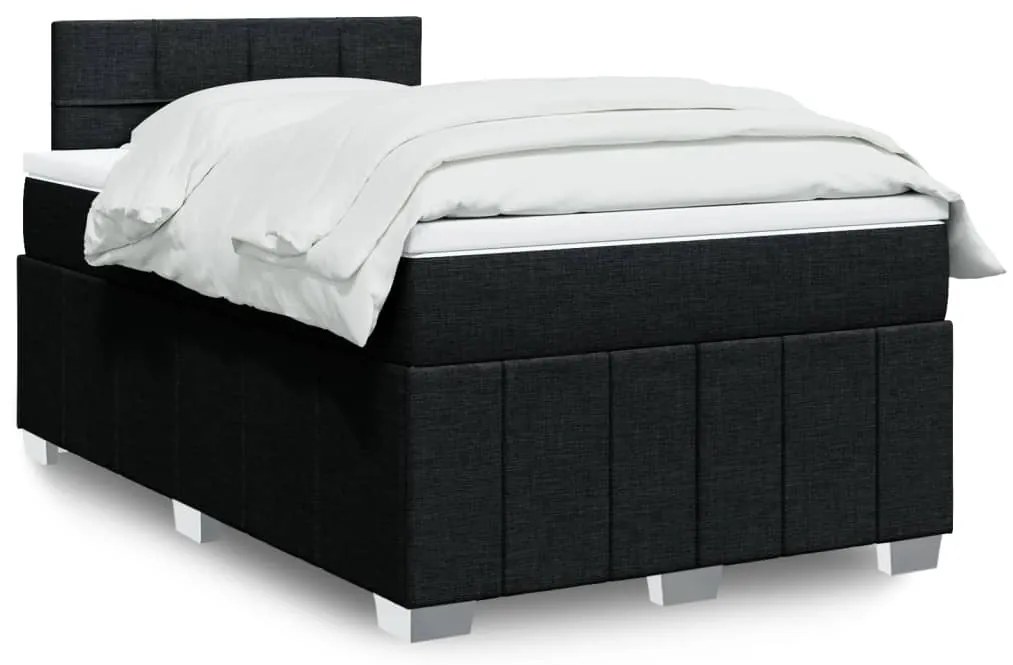 vidaXL Cama com molas/colchão 120x200 cm tecido preto