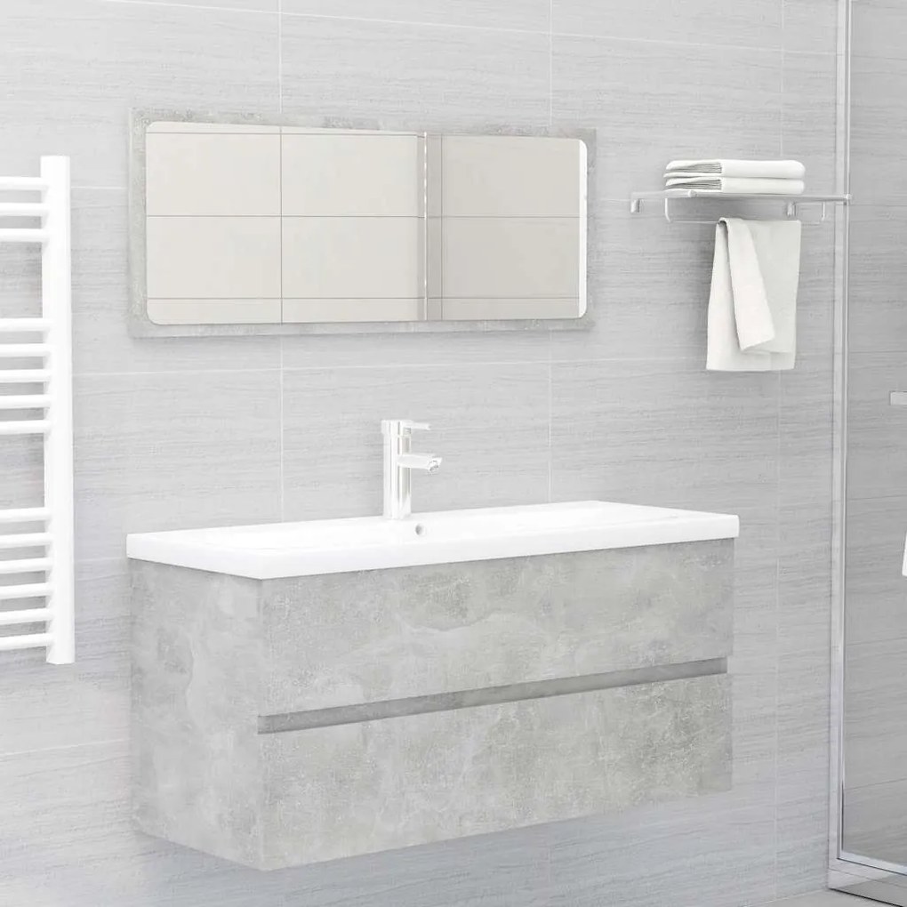 vidaXL 2 pcs conj. móveis casa de banho contraplacado cinzento cimento