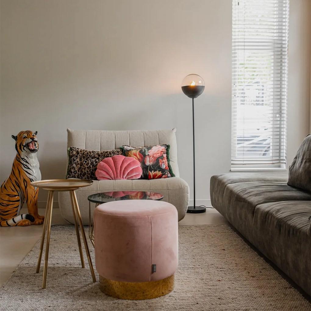 Candeeiro de pé retro preto com vidro transparente - Eclipse