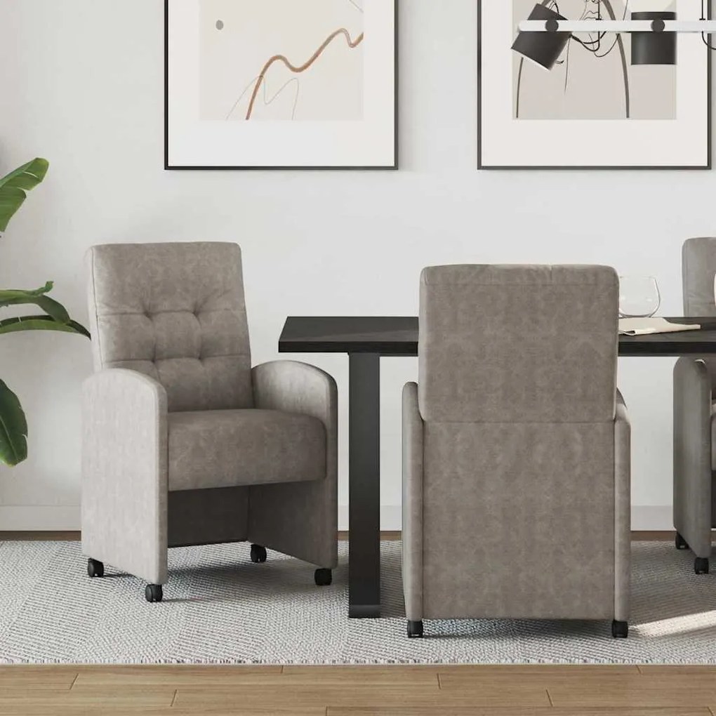 vidaXL Cadeiras de Jantar com Rodas 2 pcs Cinzeto 58 x 67 x 97 cm