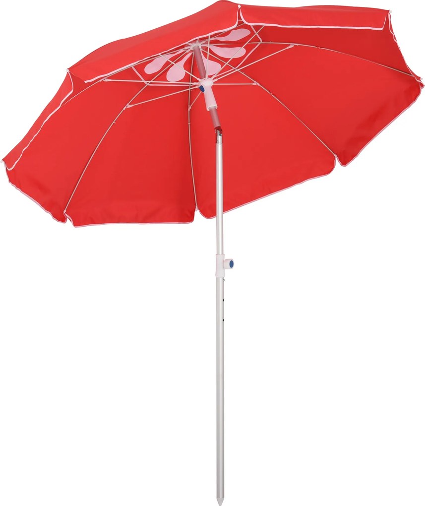 Outsunny Guarda-sol de praia guarda-sol inclinável octogonal Ø 180 cm tecido poliéster anti-UV altura ajustável haste alumínio | Aosom Portugal