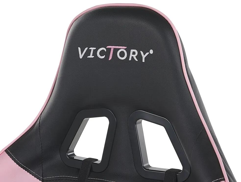 Cadeira gaming em pele sintética rosa e preta VICTORY Beliani