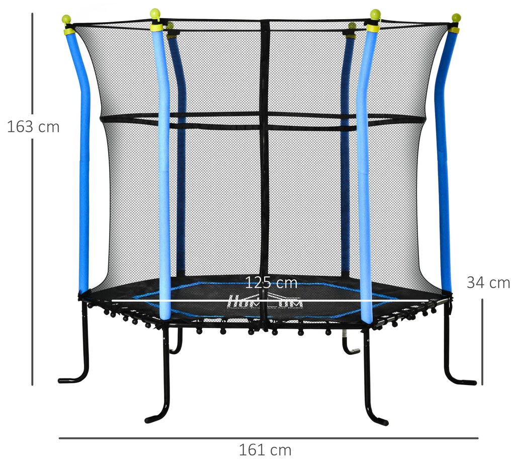 Trampolim para Crianças acima de 3 Anos Cama Elástica Infantil com Rede de Segurança e Estrutura de Aço para Interiores e Exteriores Carga 60kg Ø161x1