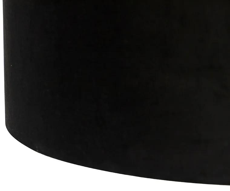 Candeeiro de suspensão com tons de veludo preto com 35 cm dourado - Blitz II preto Moderno