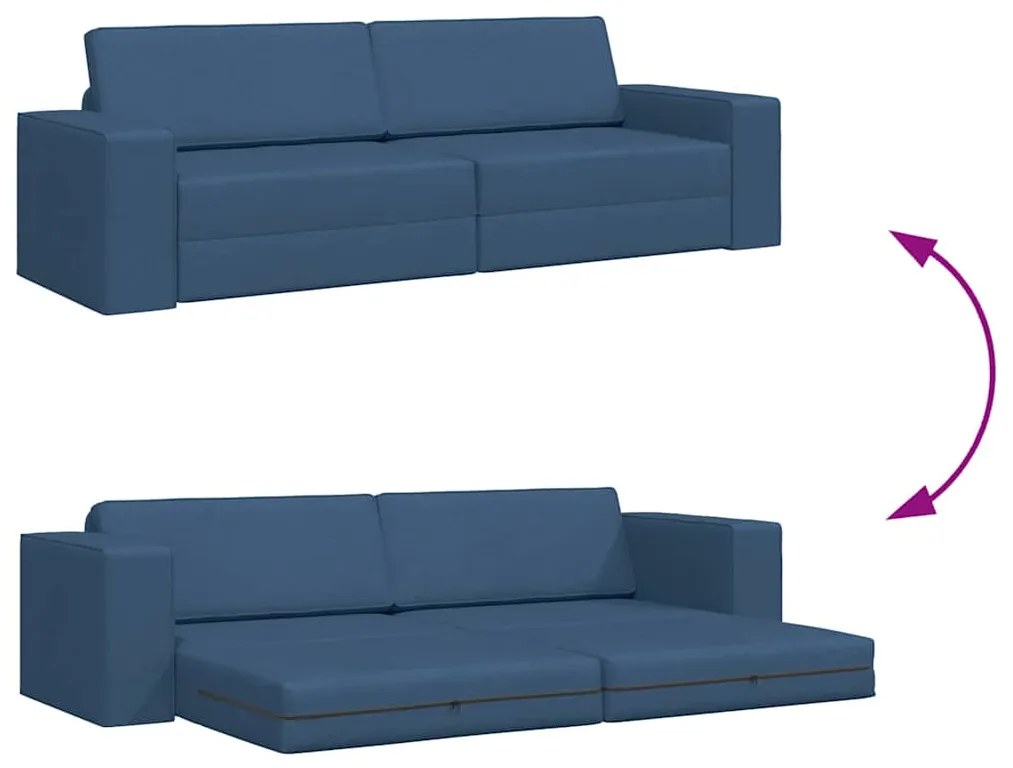 Sofá Cama de Chão 2 em 1 Azul 245x150x60,5 cm Tecido