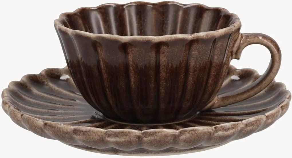 Chávenas de café com pires Lotus, conjunto de 6