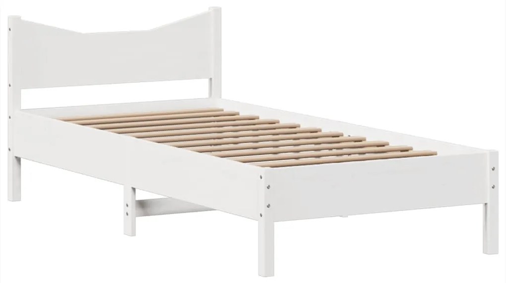Cama sem colchão 100x200 cm madeira de pinho maciça branco