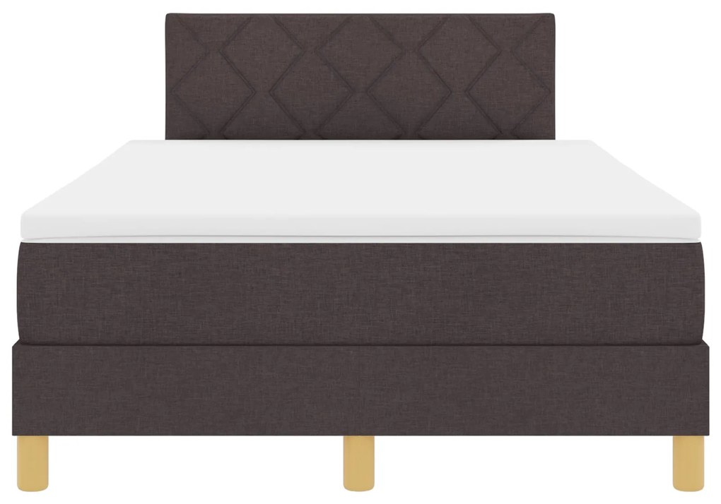Cama Box com Colchão Castanho Escuro 120x200 cm Tecido