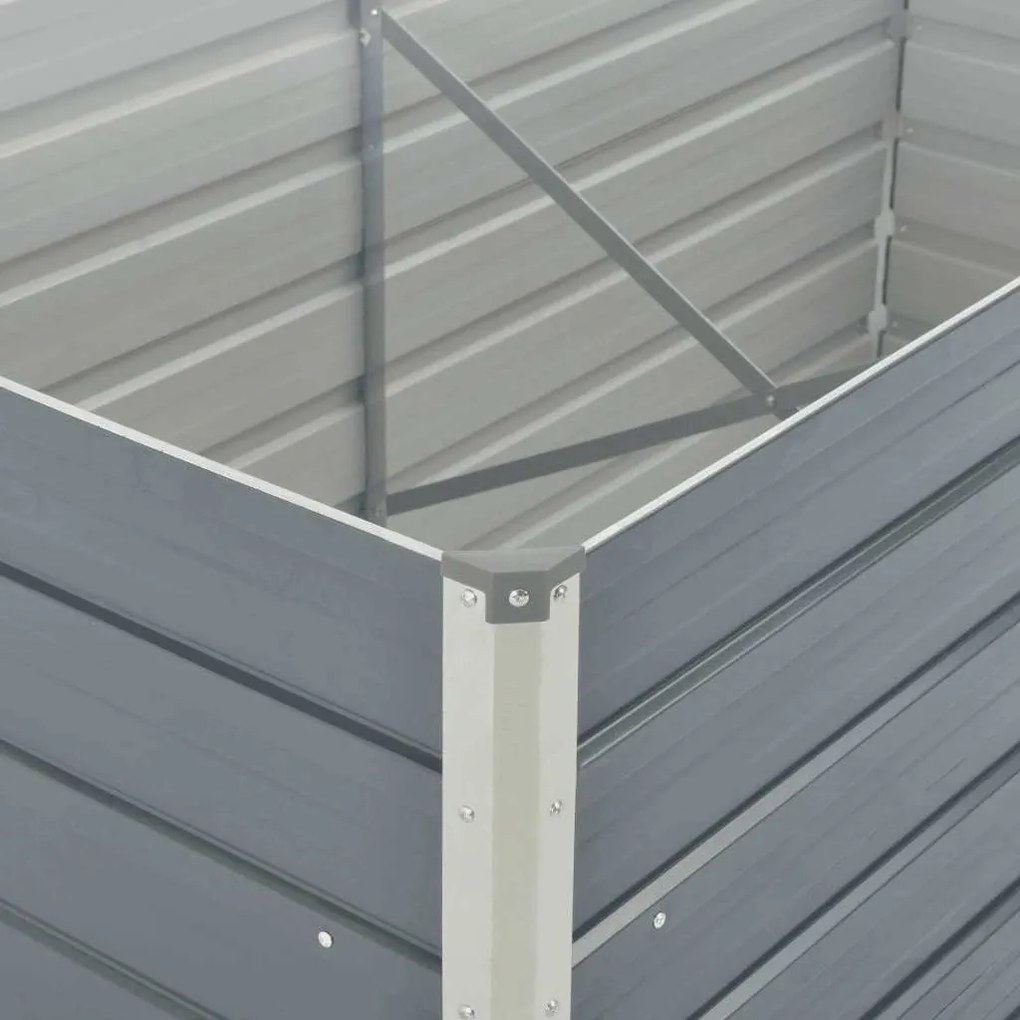 Canteiro de jardim elevado 160x80x77cm aço galvanizado cinzento