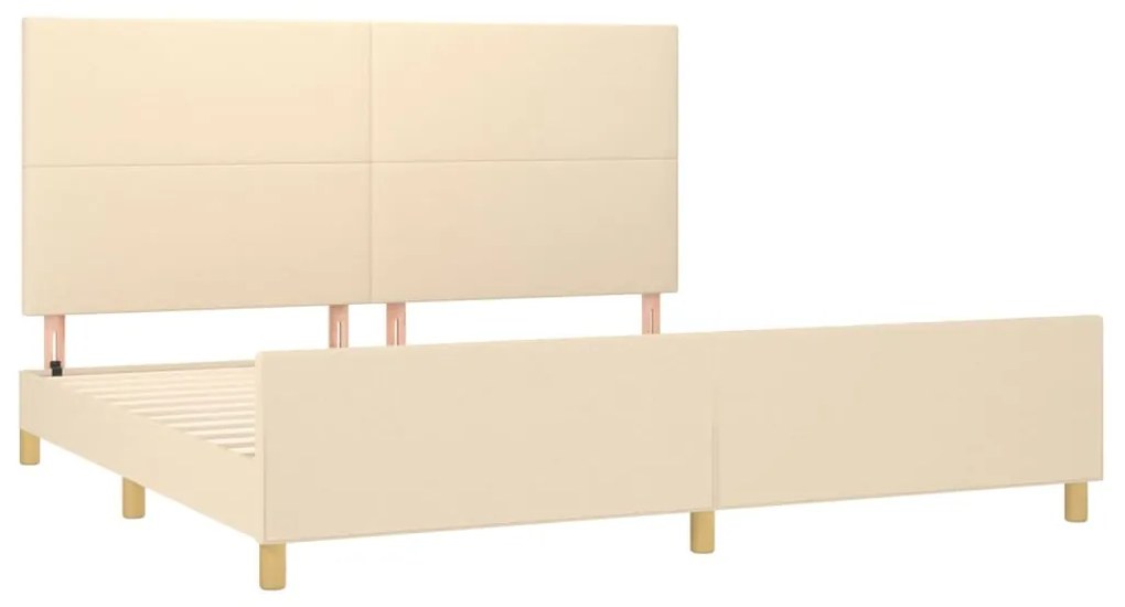 Estrutura de cama com cabeceira 200x200 cm tecido cor creme