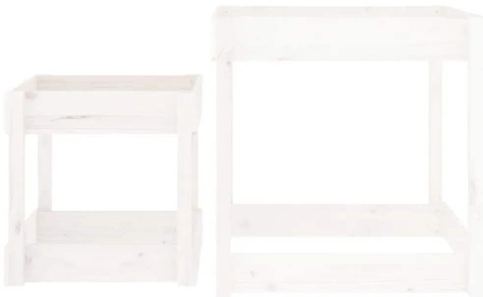 Mesas de areia 2 pcs madeira de pinho maciça branco