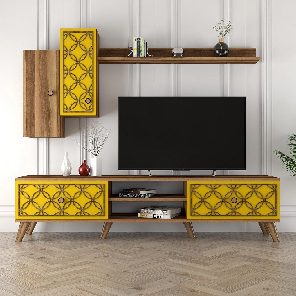 Unidade TV ClassS – Walnut Yellow – 180x44x35 cm