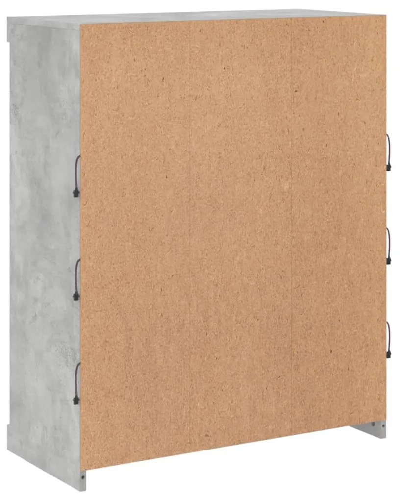 Aparador com luzes LED 81x37x100 cm cinzento cimento