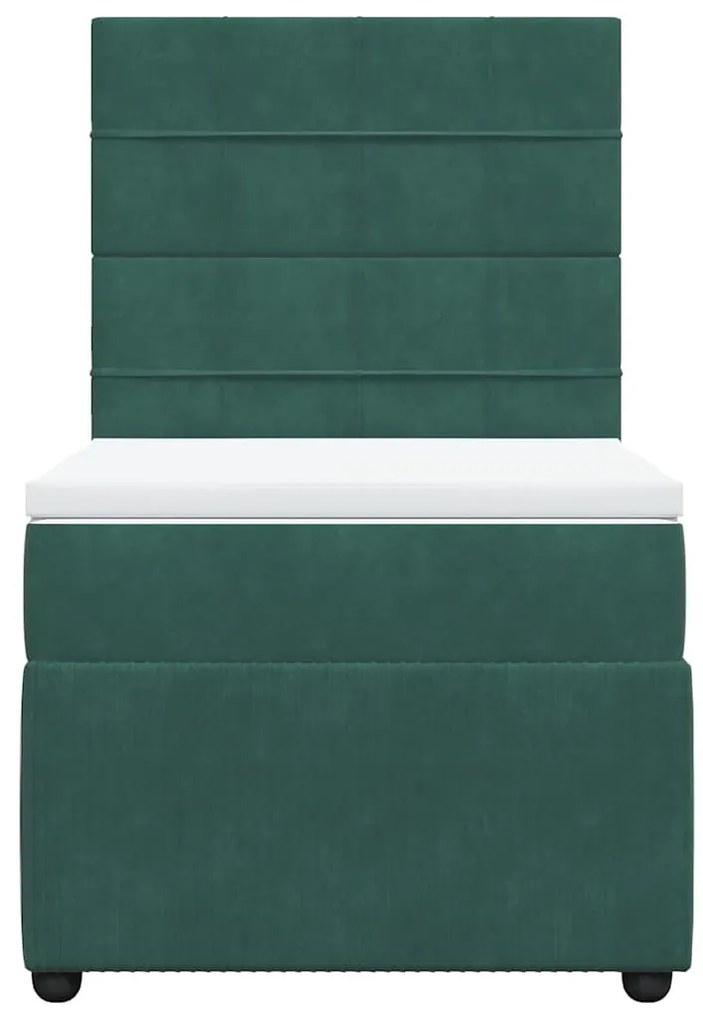 Cama com molas/colchão 100x200 cm veludo verde-escuro