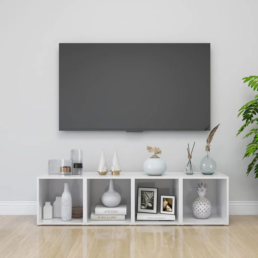 vidaXL Móveis de TV 4 pcs derivados de madeira branco brilhante