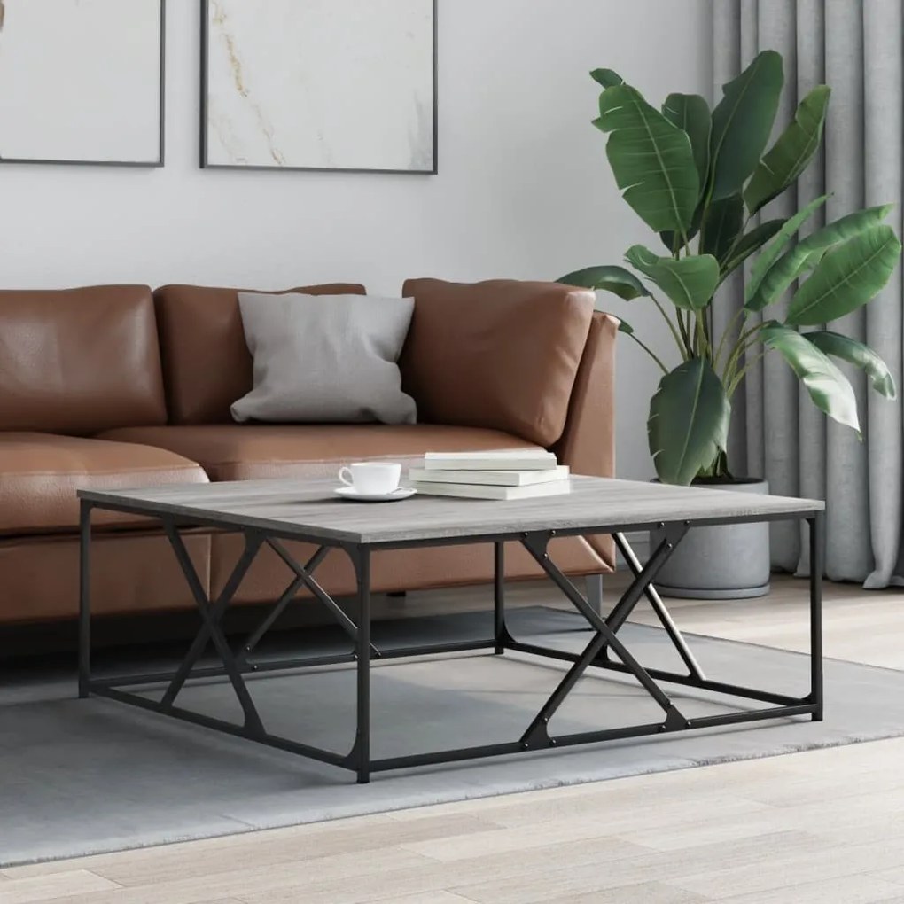 vidaXL Mesa de centro 100x100x40 cm derivados de madeira cinza sonoma