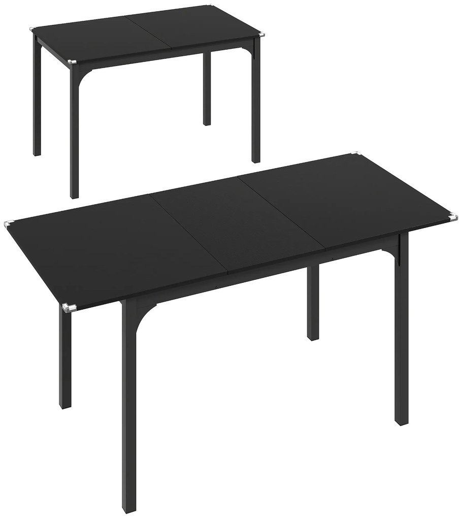 HOMCOM Mesa de Jantar Dobrável e Extensível para 4-6 Pessoas Pés em Aço para Espaços Pequenos Sala de Jantar Preto | Aosom Portugal