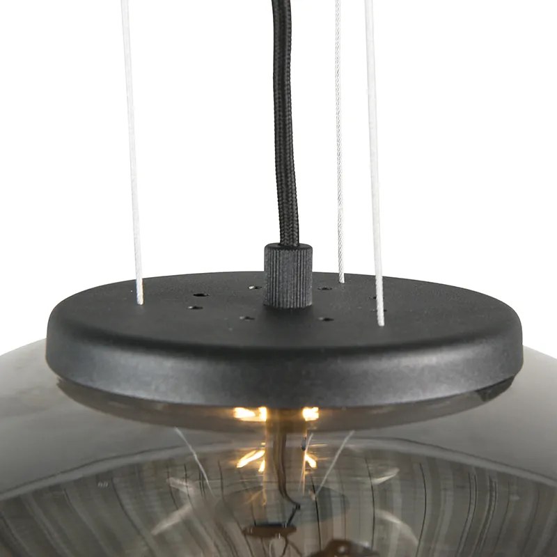 Candeeiro de suspensão design preto com vidro fumê - Bliss Moderno,Retro