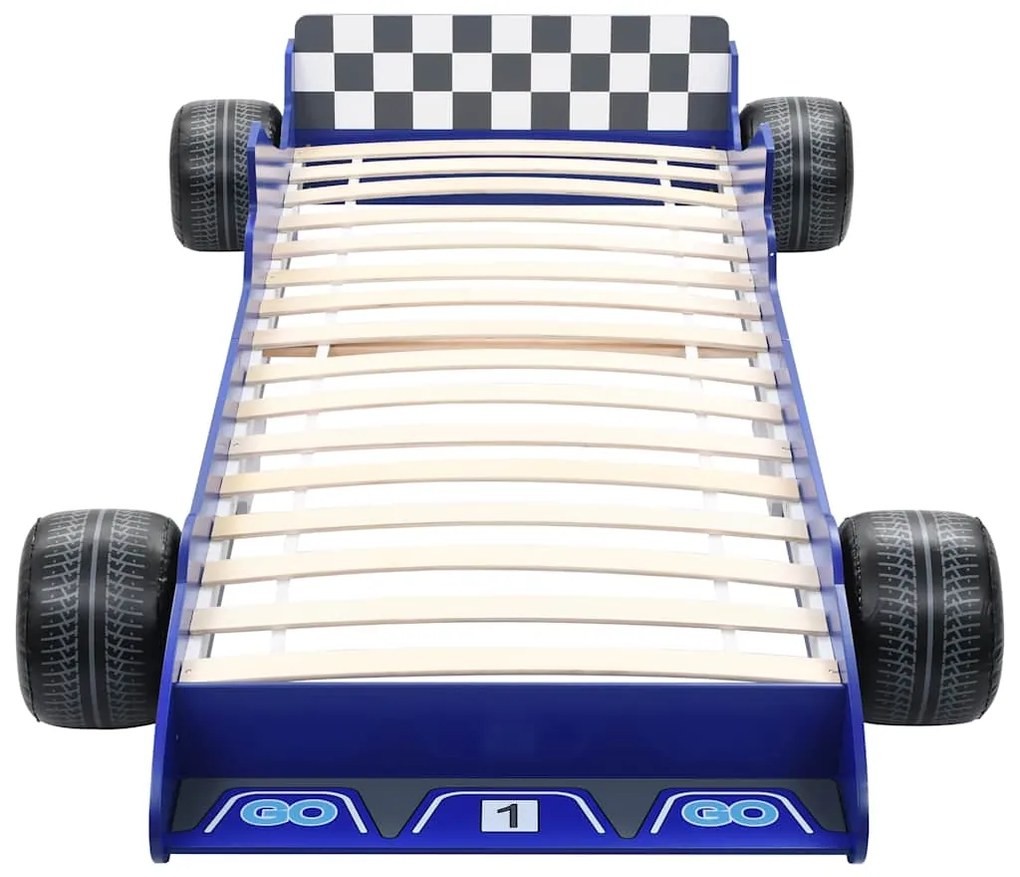 Cama carro de corrida para crianças 90x200 cm azul