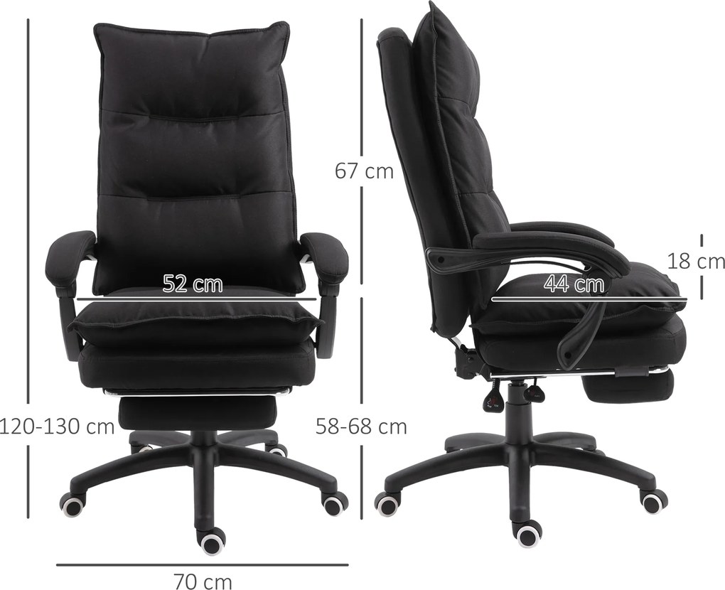 Cadeira de escritório com função de massagem, cadeira de escritório, cadeira ergonómica com altura ajustável, encosto reclinável, apoio para os pés in