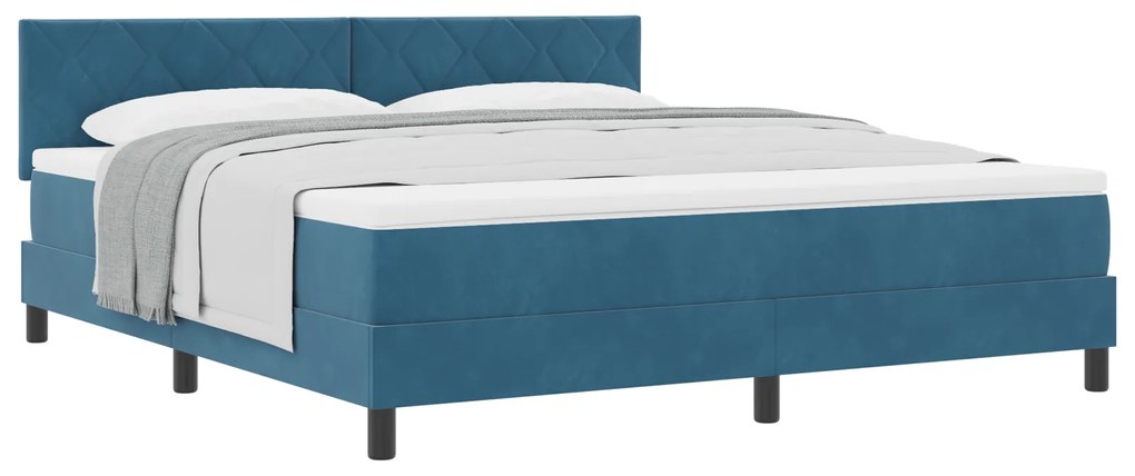 Cama Box com Colchão vidaXL Azul Escuro Super King Veludo