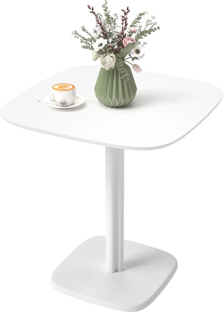 Mesa de jantar para 4 pessoas 70 x 70 cm (CADEIRAS NÃO INCLUIDAS), mesa de cozinha quadrada de estilo moderno com tampo com aspeto de madeira, branca