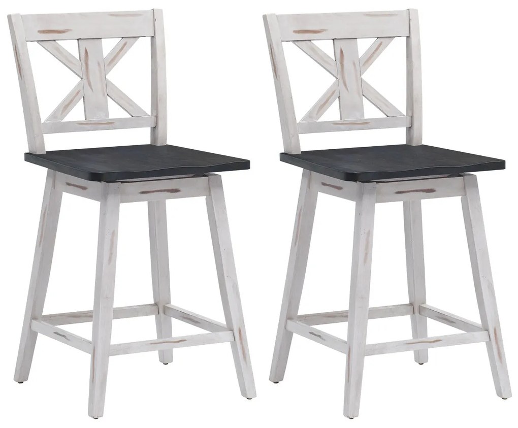 Conjunto de 2 Bancos de Bar "FREJA" Vintage com Assento Giratório 360°
