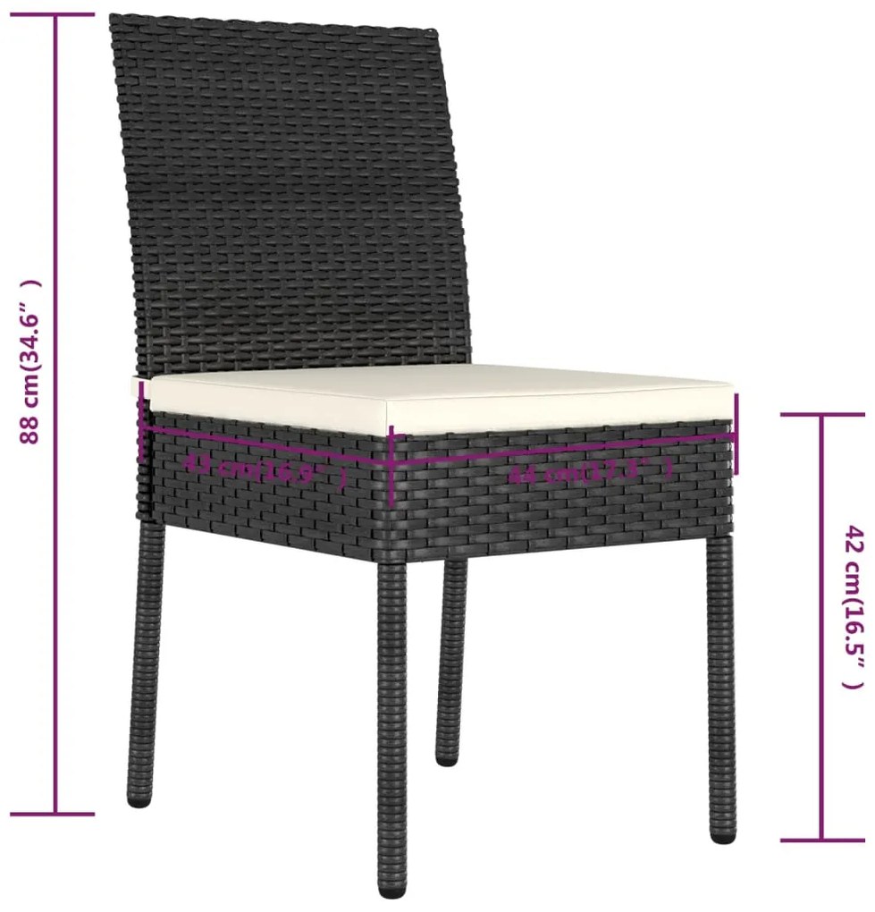 Cadeiras de jantar para jardim 4 pcs vime PE preto