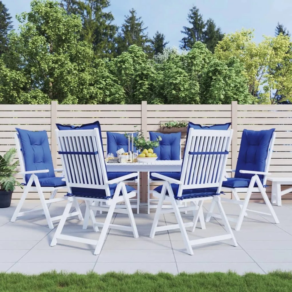 314265 vidaXL Almofadões para cadeiras altas de jardim 6 pcs tecido azul real
