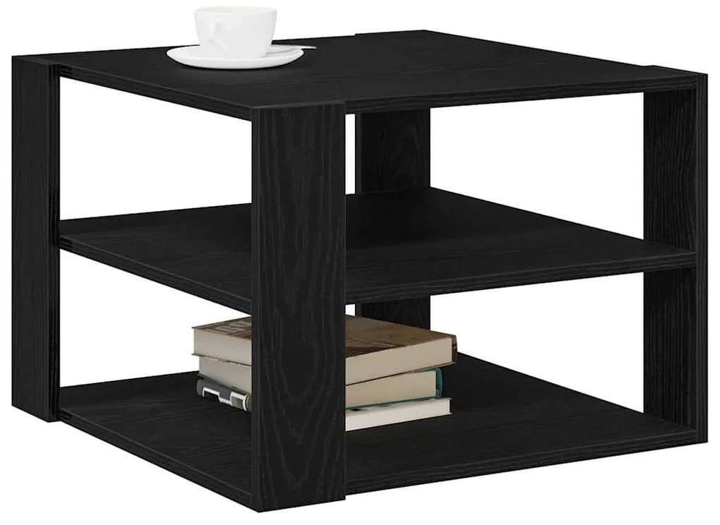 Mesa de centro vidaXL Preto Carvalho 59,5x59,5x40 cm Madeira Engenhari