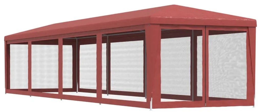 319250 vidaXL Party Tent with 10 Mesh Sidewalls Red 3x12 m HDPE