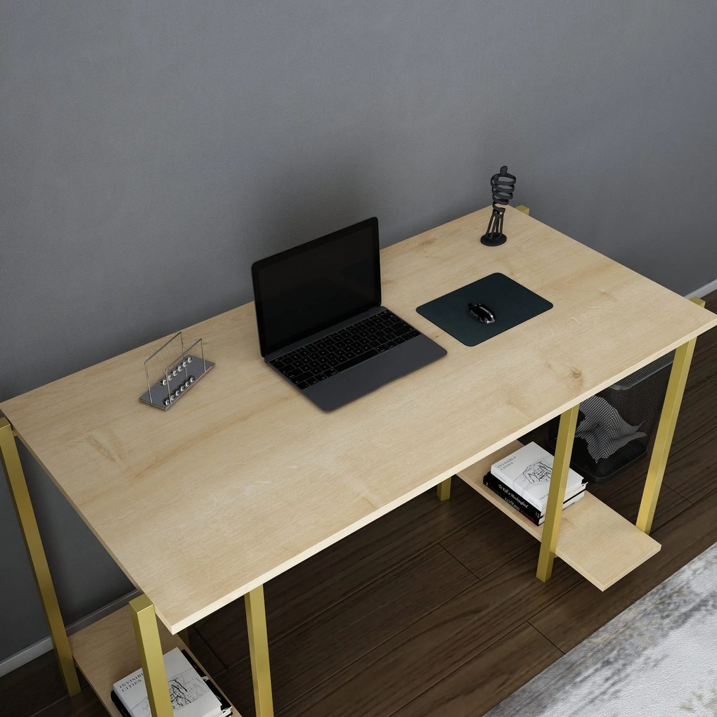 Secretária Academy – Carvalho Dourado – 125,2x60x73,8 cm