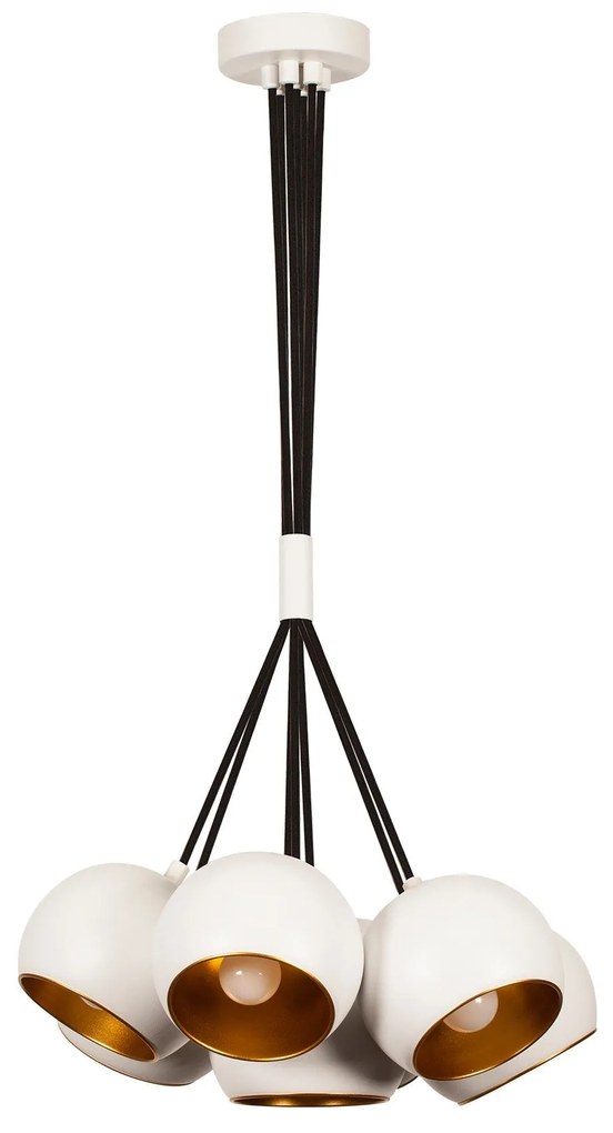Chandelier Sivani – Branco e Dourado – Diâmetro 45 cm x Altura 108 cm