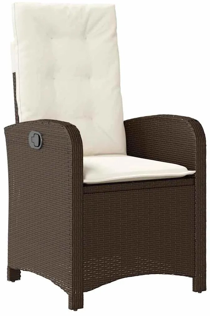 7 pcs conjunto jantar p/ jardim c/ almofadões vime PE castanho