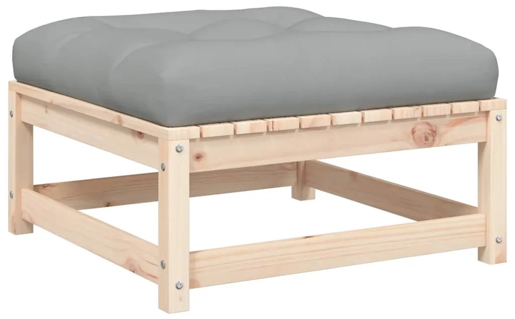 Apoio de pés p/ jardim c/ almofadões 2 pcs pinho maciço